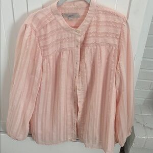 LOFT Blush Textured Button-Down Blouse